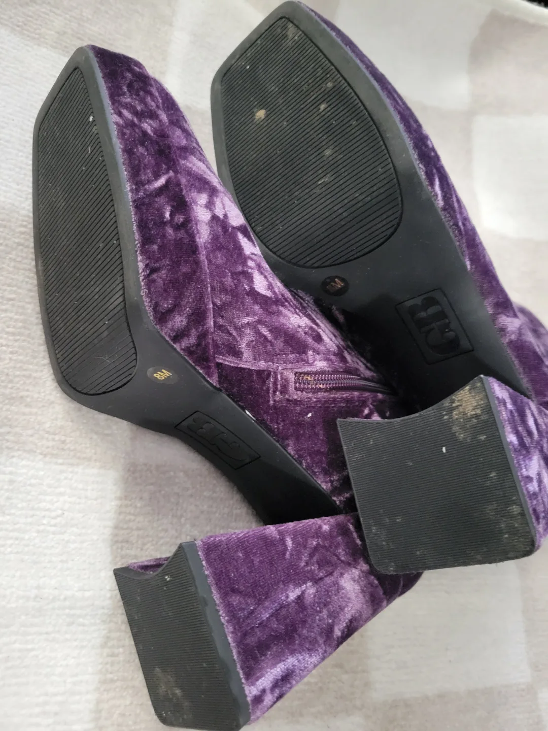 GB Purple Velvet Platform Ankle Boots - Size 8M image indicator(4)