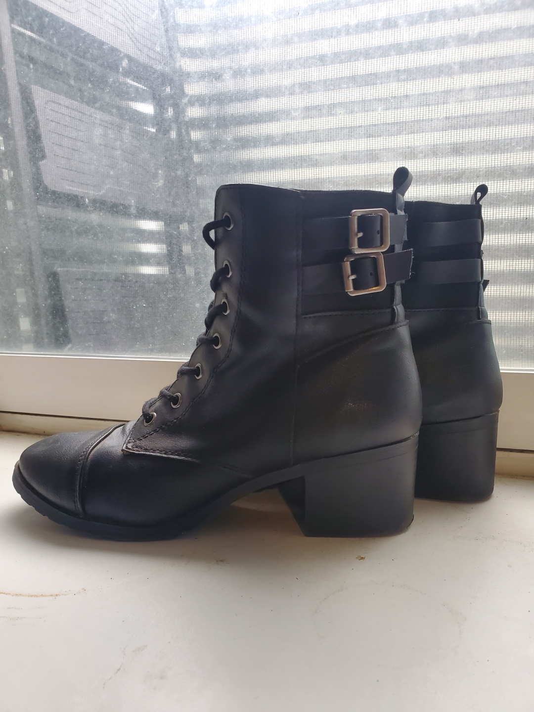 Women's Black Lace-Up Ankle Boots - Size 6