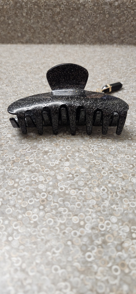 Black Glitter Hair Claw Clip with Charm - photo 2