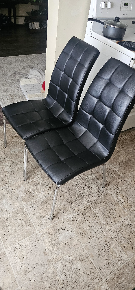 Pair of Black PU Leather Dining Chairs