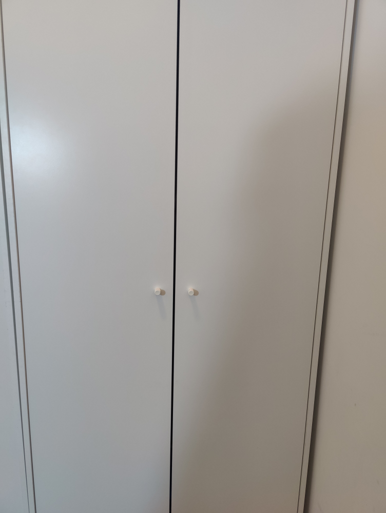 2-Door Wardrobe White with Shelves - Excellent Condition