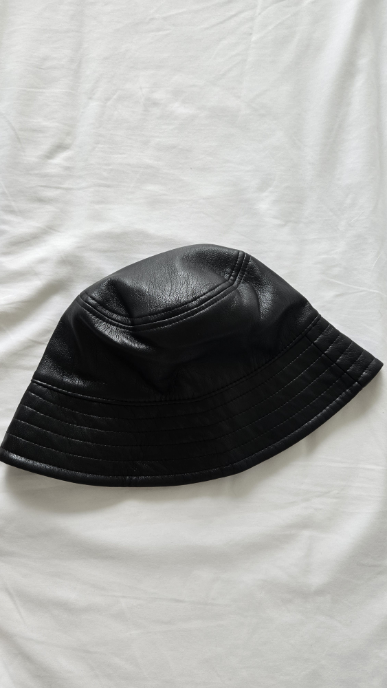 Babaton Black Leather Bucket Hat - XS/S