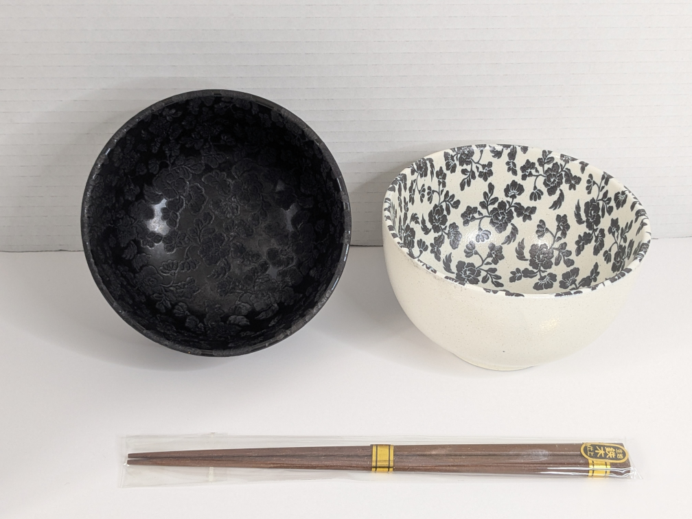 Japanese-Style Two-Bowl Set with Chopsticks