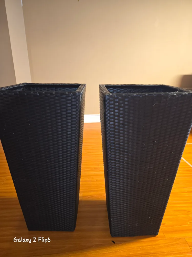 Pair of Black Wicker Planters image indicator(2)