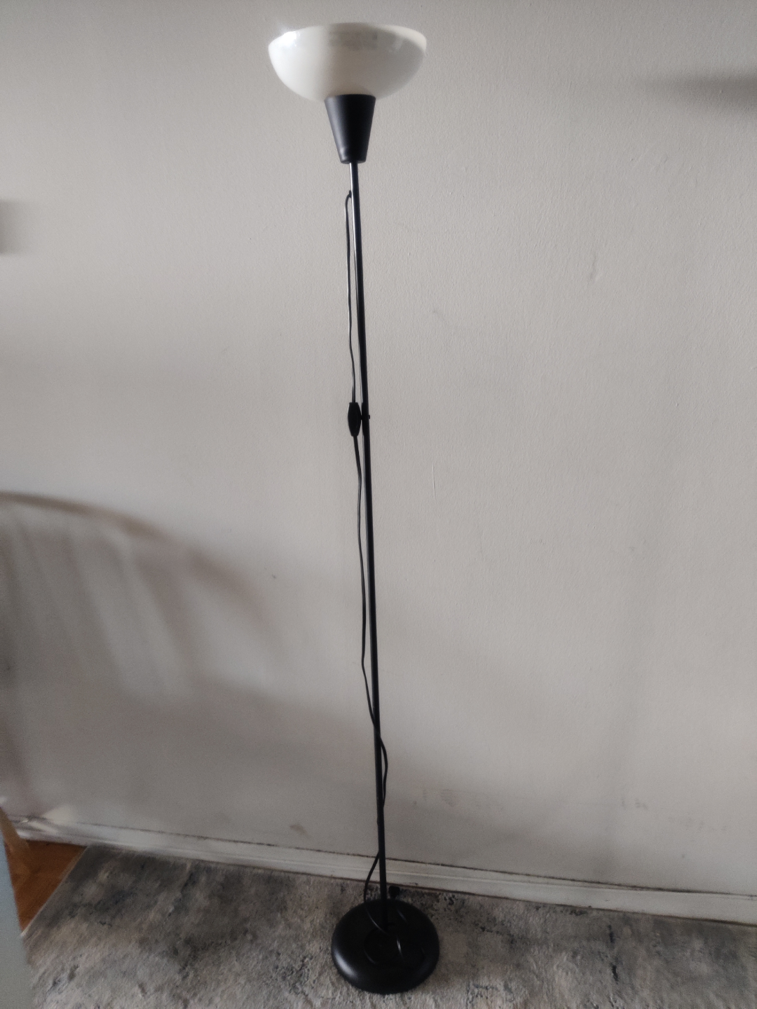 Black Floor Lamp with White Shade