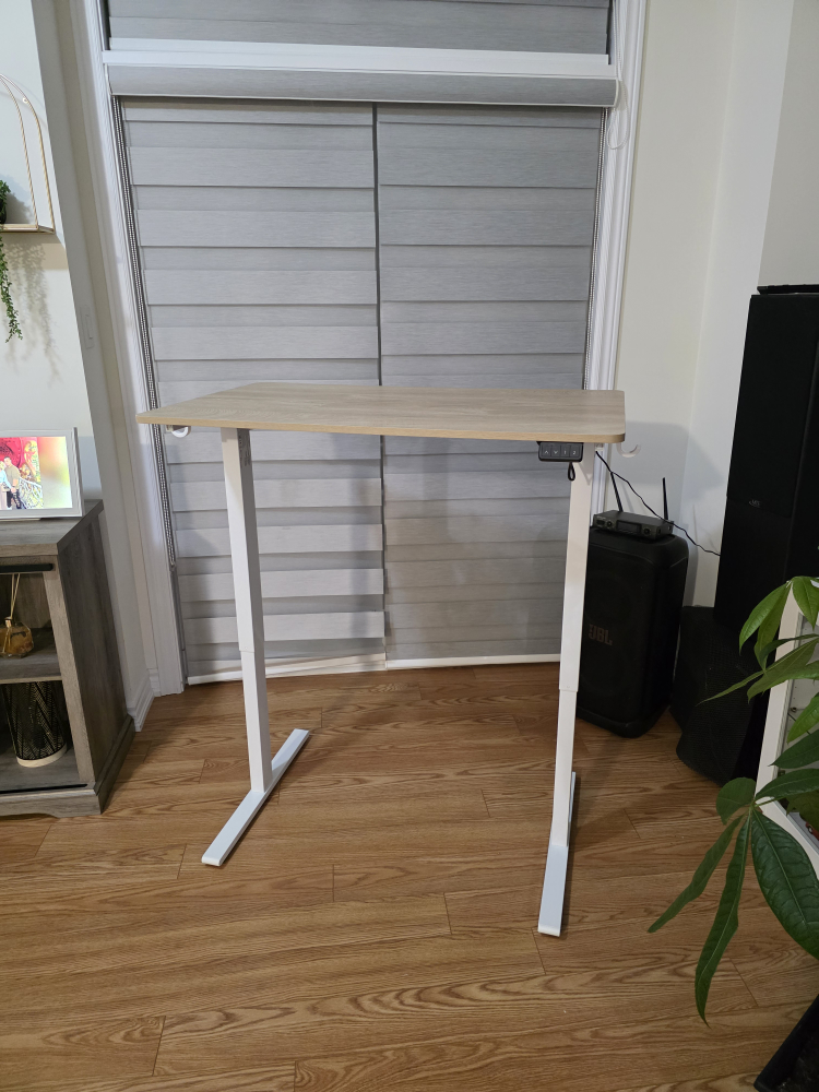 Adjustable Standing Desk - Light Wood Top, White Frame - photo 3