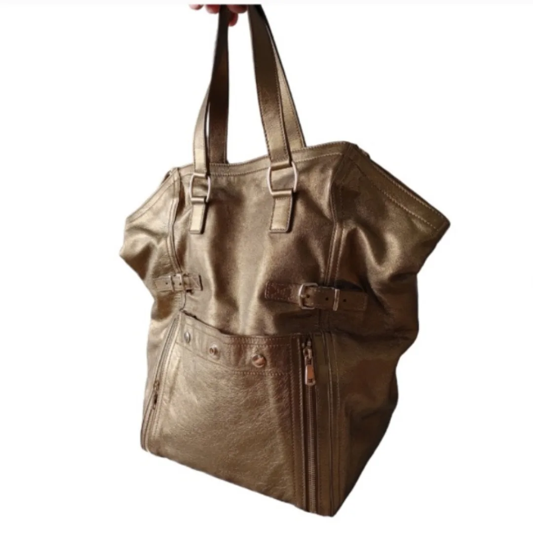 Yves Saint Laurent Large Gold Leather Tote Bag image indicator(10)