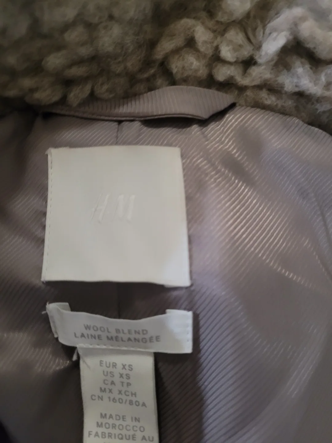 Grey H&M Teddy Coat - Size XS thumbnail