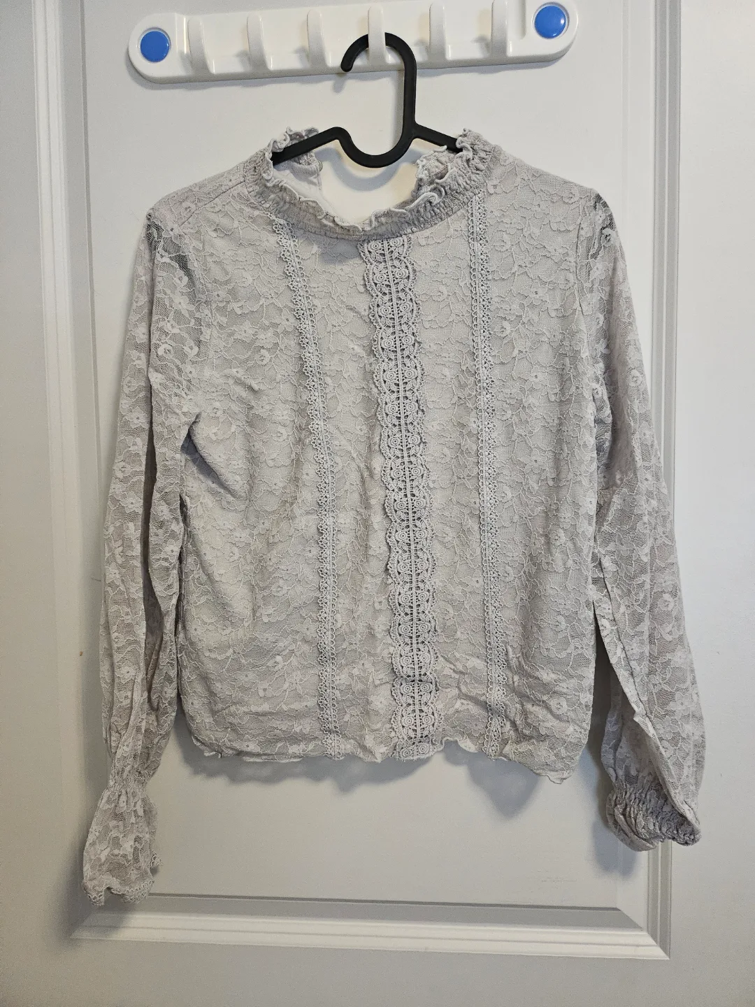 Japanese style Grey Lace Blouse thumbnail