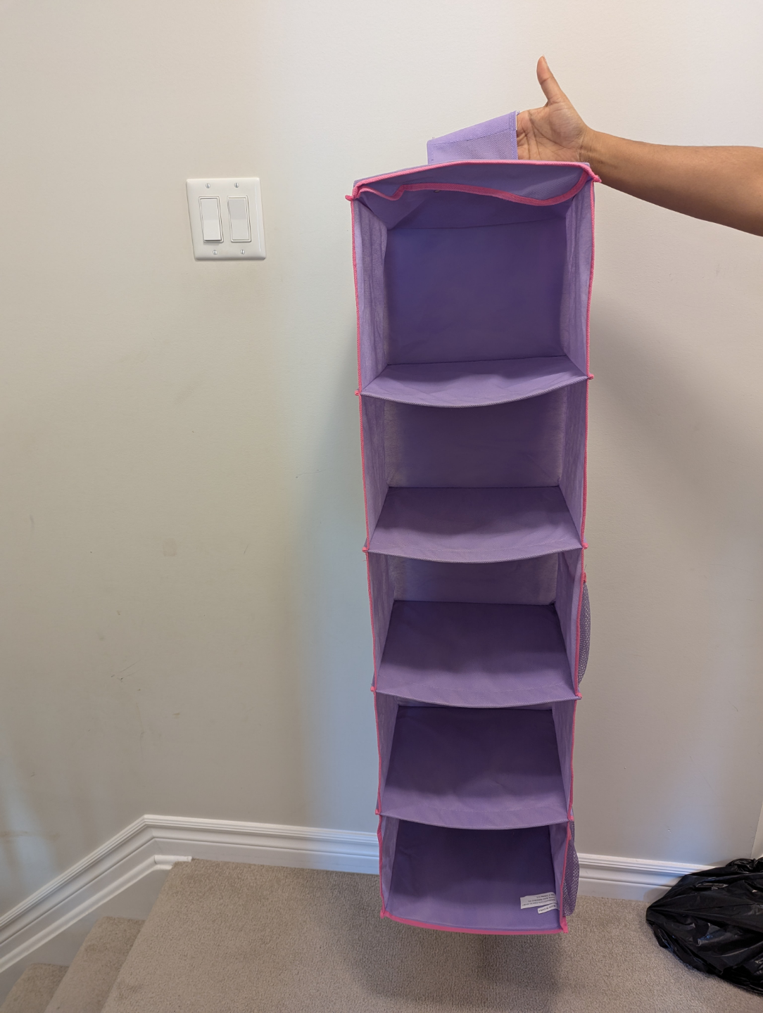 Purple Hanging Closet Organizer with 5 Shelves