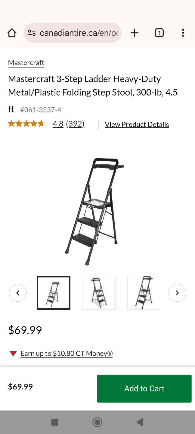 Mastercraft 3-Step Ladder - Heavy-Duty Folding Step Stool - photo 3