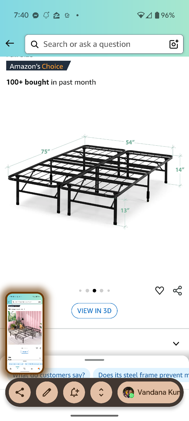 Full-Size Metal Bed Frame and mattress - photo 4
