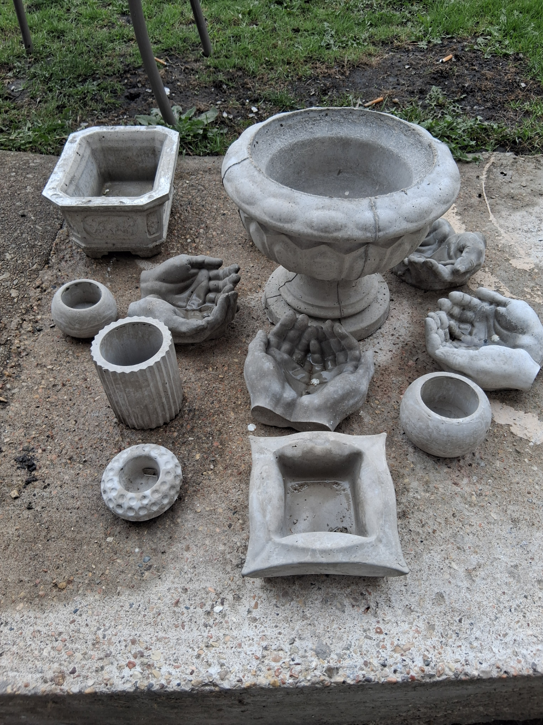 Cement Planters and Decorative Hands - photo 4