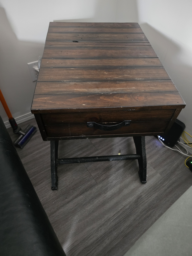 Rustic Wood End Table with Storage Drawer