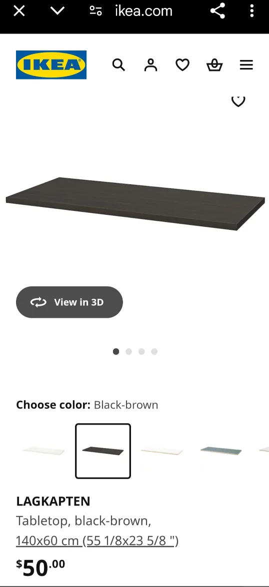 IKEA LAGKAPTÉN 55" Tabletop & ADILS Legs - Black-Brown Desk image indicator(2)