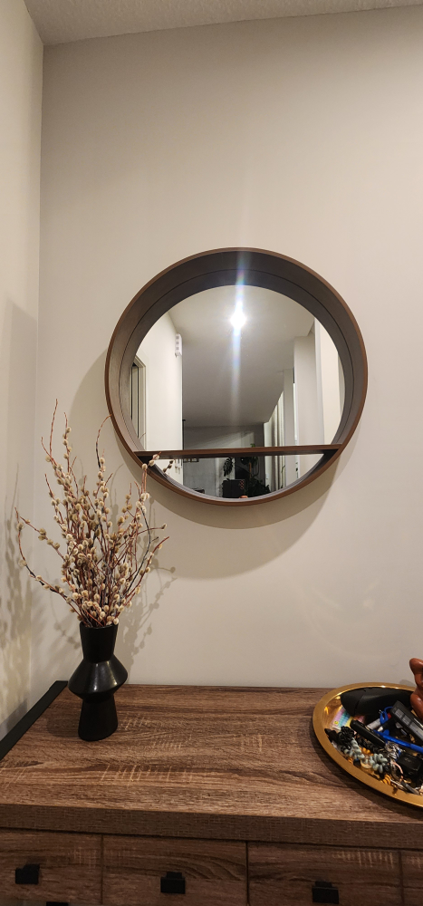Round Wall Mirror with Shelf