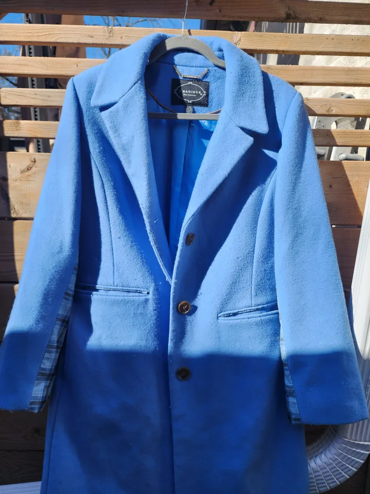 1MADISON Blue Wool Coat thumbnail