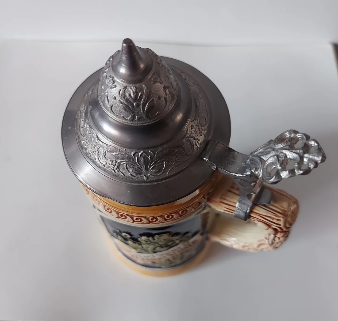 Original Vintage German Beer Stein with a beautiful Lid image indicator(5)