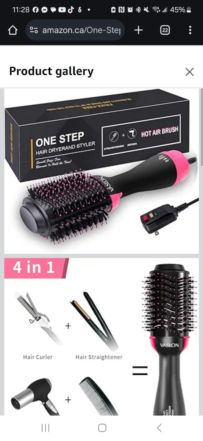 ONE STEP 4-in-1 Hot Air Brush Hair Dryer and Styler