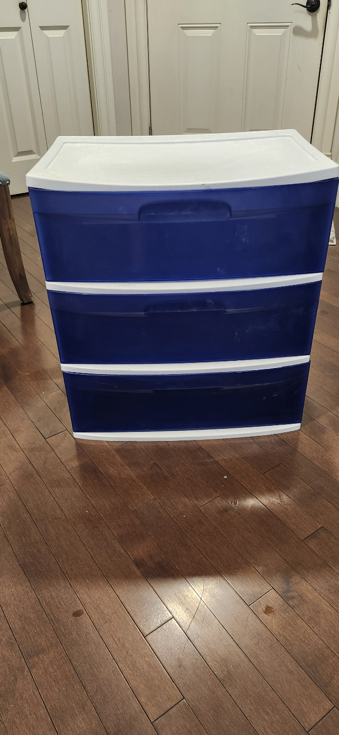 3-Drawer Plastic Storage Unit - Blue & White - photo 2