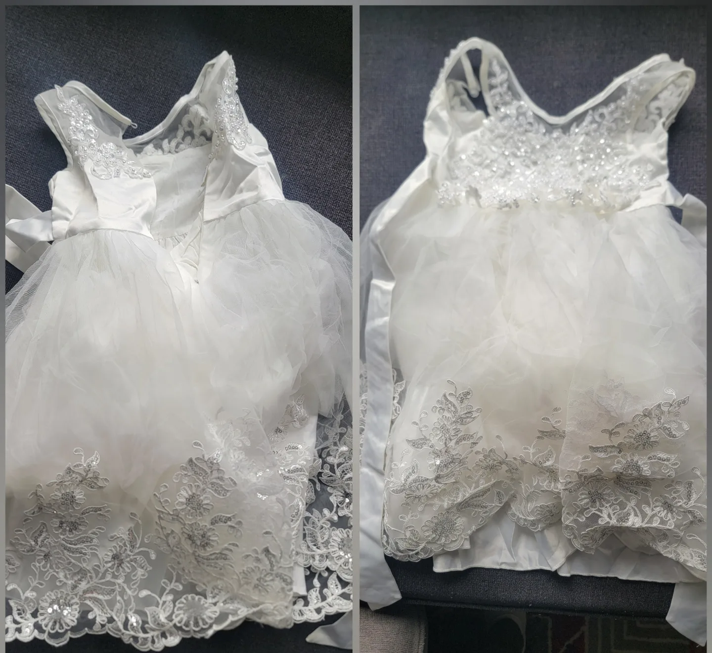 Girls' White Flower Girl Dress with Lace Detail thumbnail
