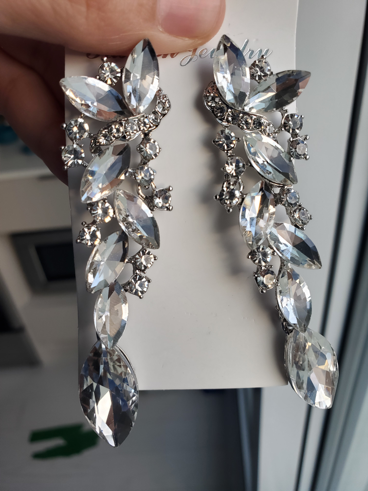 Art Deco Rhinestone Wedding Dangle Earrings