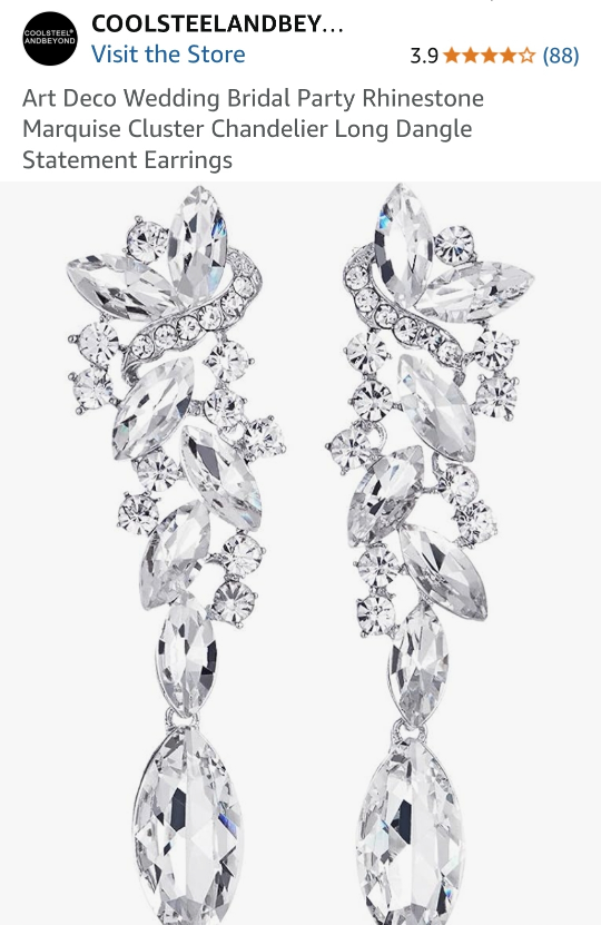Art Deco Rhinestone Wedding Dangle Earrings - photo 4