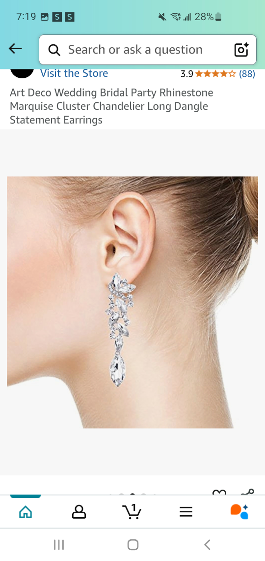 Art Deco Rhinestone Wedding Dangle Earrings - photo 5