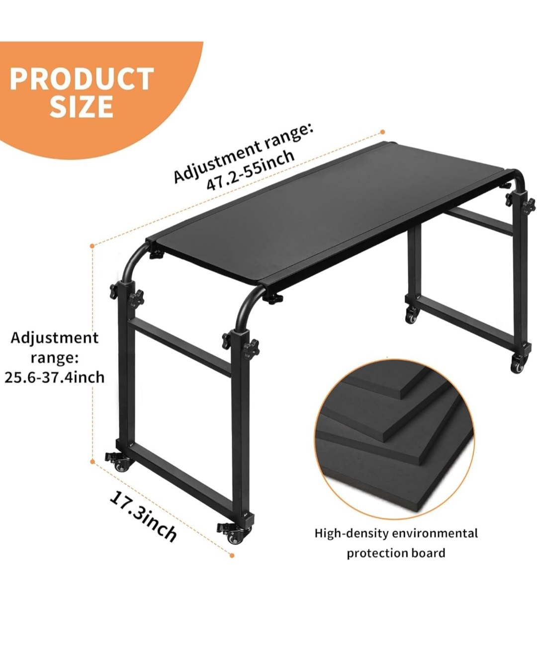 Overbed Table with Wheels, - photo 3