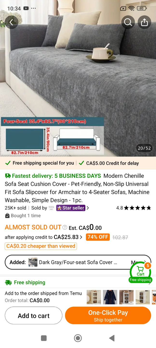 New Dark Gray  Sofa Cover 90*210cm - photo 2