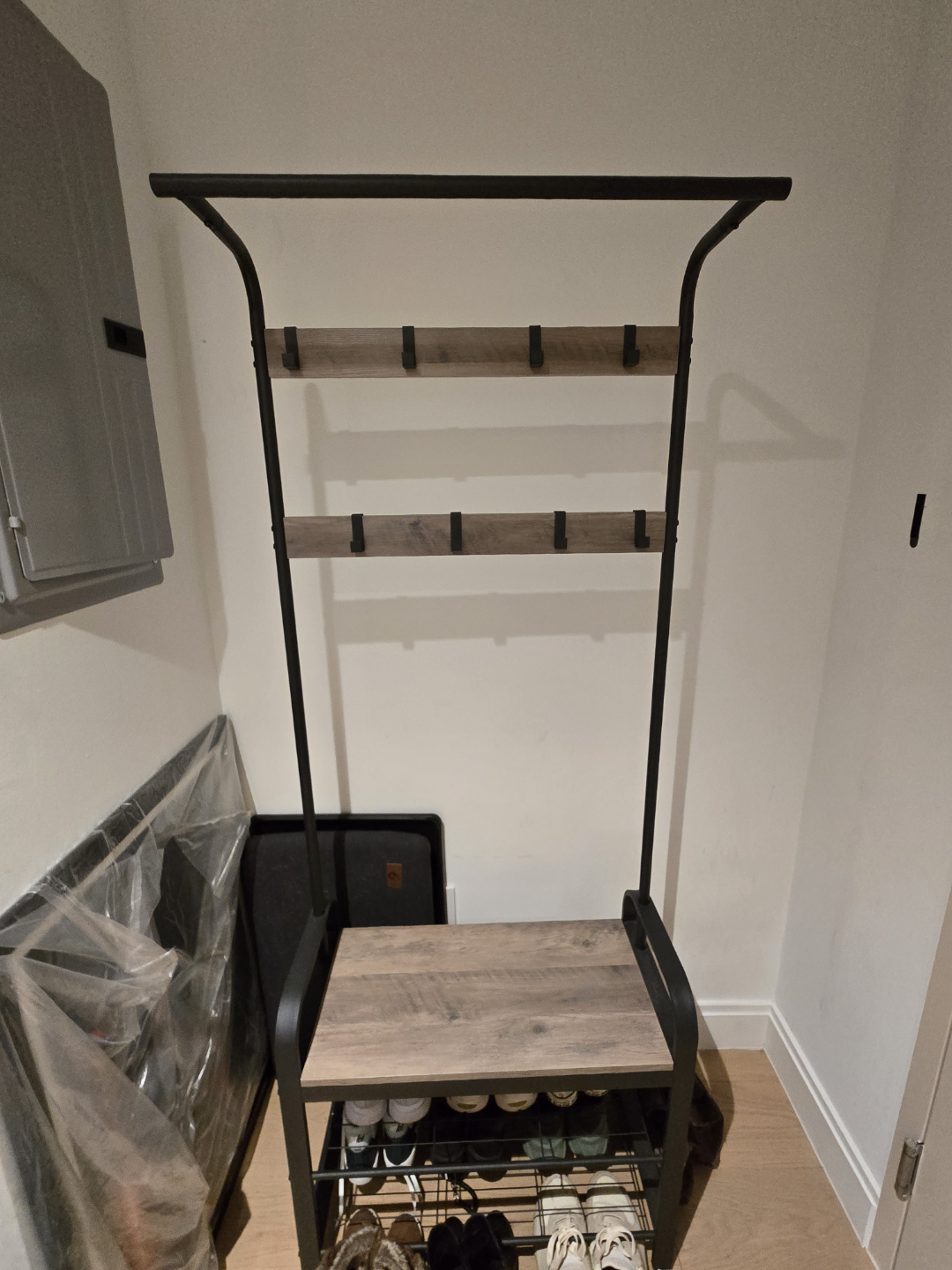 Coat Rack with Bench and Shoe Storage