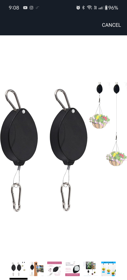 Pair of Retractable Plant Hangers - Adjust Height Easily - photo 2