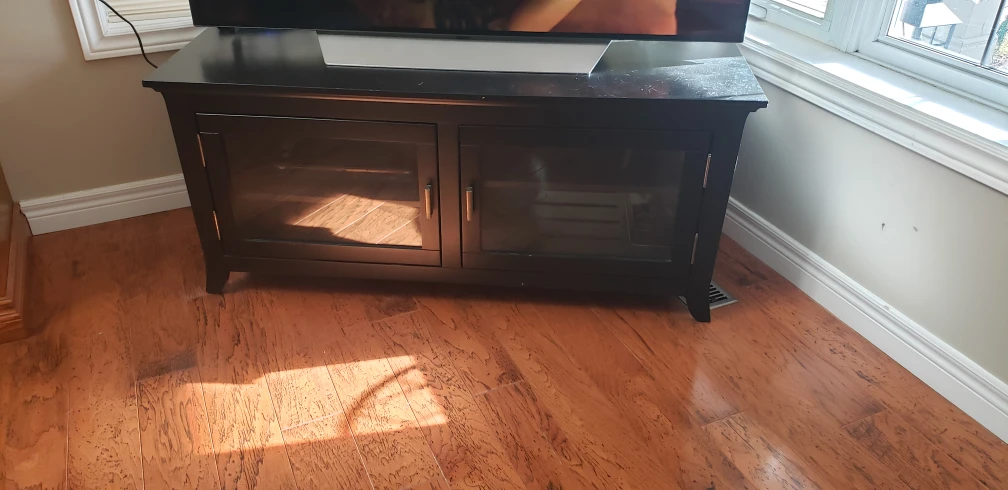 Black TV Stand with Glass Doors