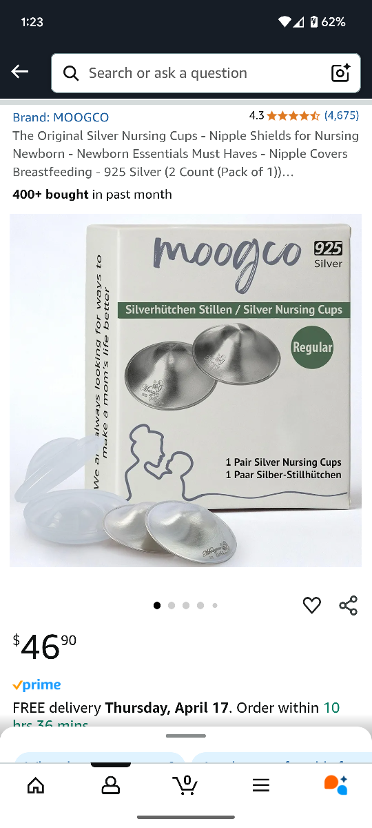 MOOGCO Silver Nursing Cups - Nipple Shields for Breastfeeding - photo 2