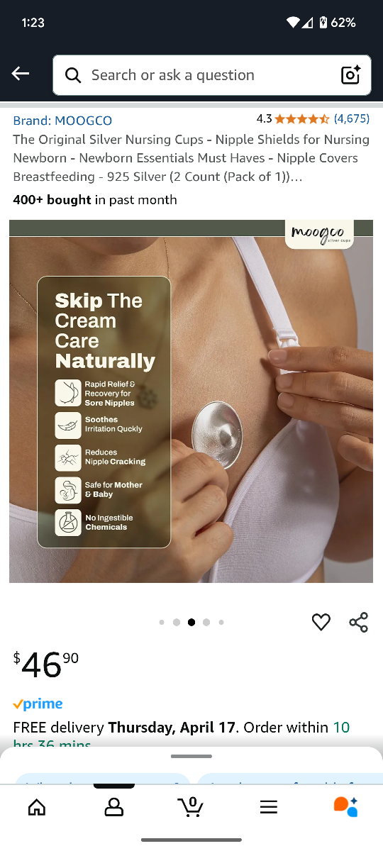 MOOGCO Silver Nursing Cups - Nipple Shields for Breastfeeding - photo 3
