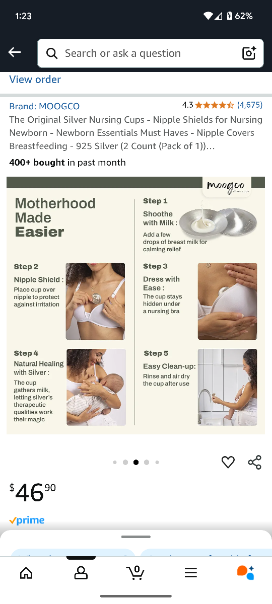 MOOGCO Silver Nursing Cups - Nipple Shields for Breastfeeding - photo 4
