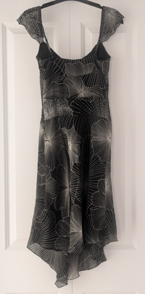 BCBG Maxazria Silk Black & White Beaded Evening Dress - photo 2