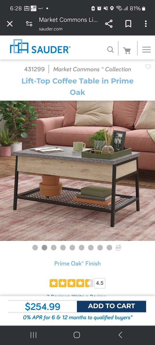 Sauder Market Commons Lift-Top Coffee Table in Prime Oak - photo 2