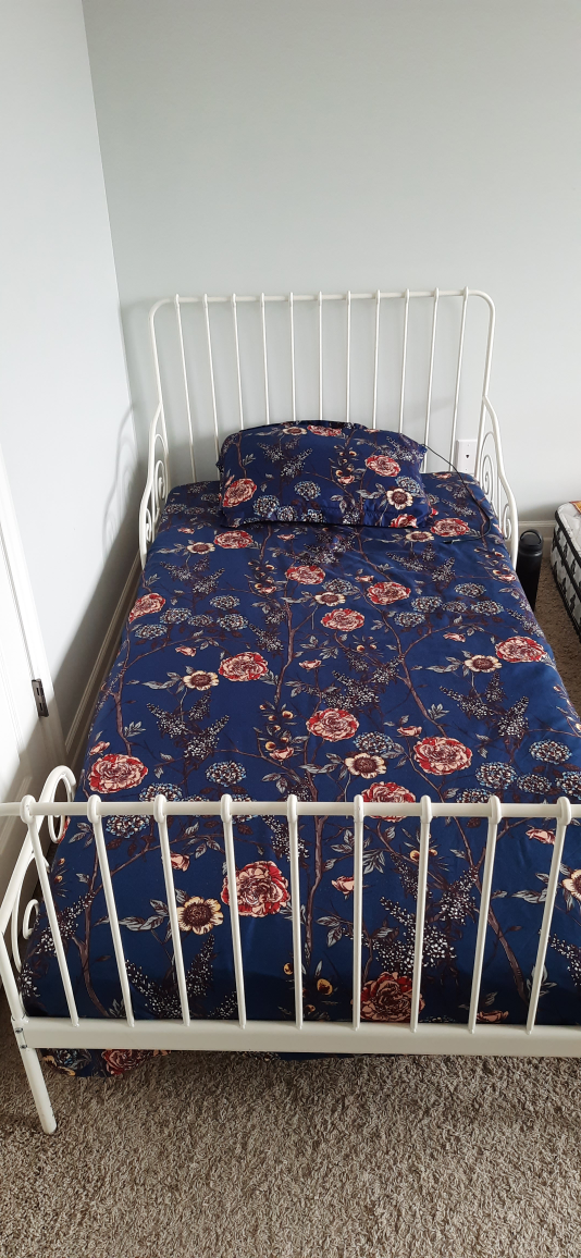 IKEA white Metal Twin Bed Frame and a mattress set