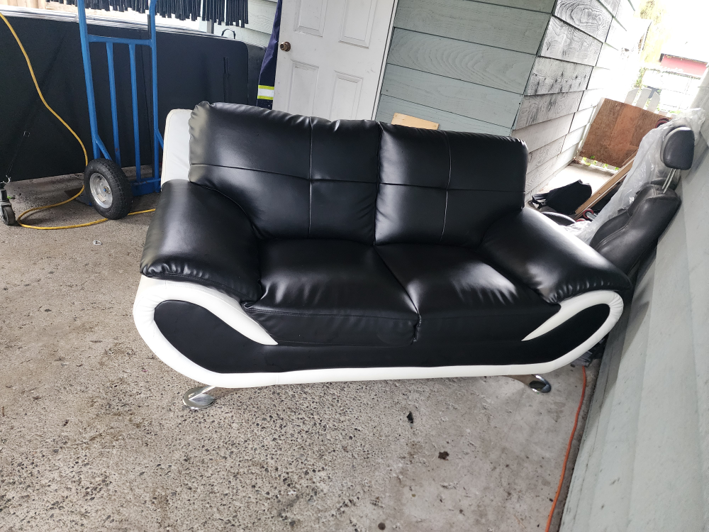 Modern Black and White Loveseat