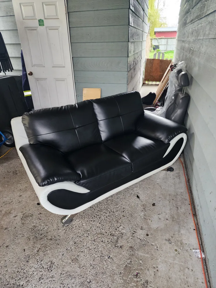 Modern Black and White Loveseat image indicator(2)