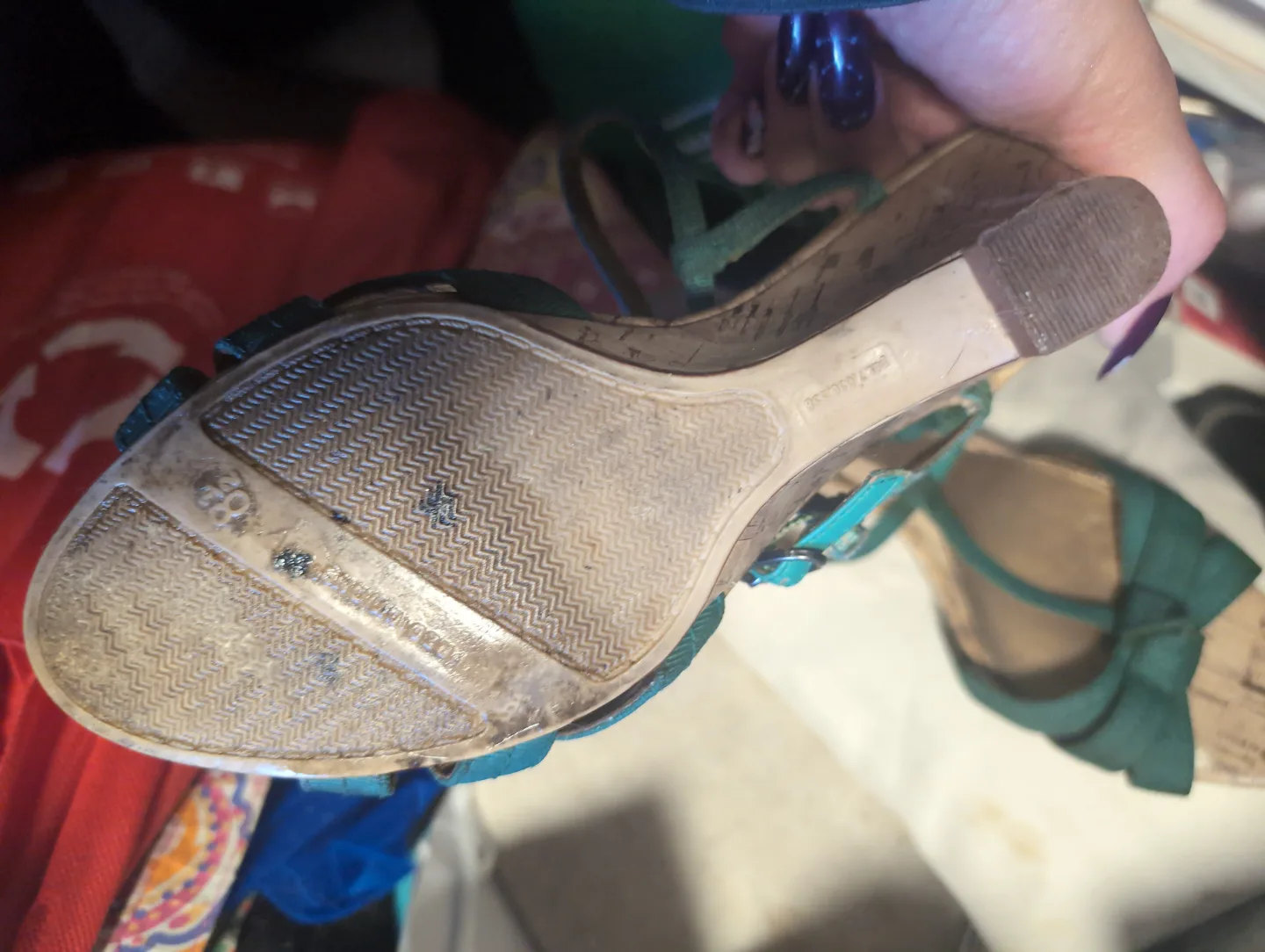 Women's Teal Wedge Sandals - Size 8 💚 image indicator(4)