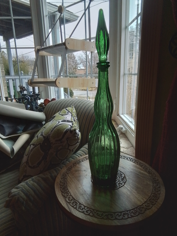 Vintage Green Handblown Empoli Decanter with Stopper💚