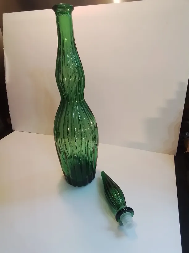 Vintage Green Handblown Empoli Decanter with Stopper💚 image indicator(8)