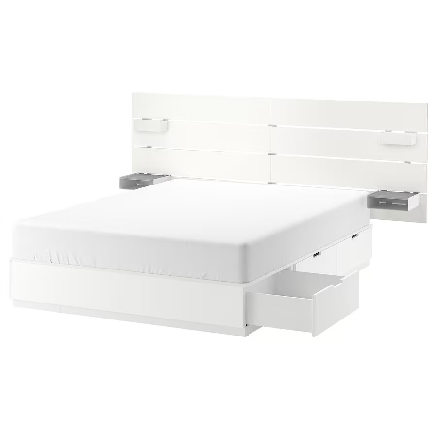 Queen Bed Frame with Headboard & Storage - Excellent Condition