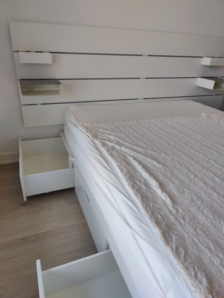 Queen Bed Frame with Headboard & Storage - Excellent Condition - photo 2