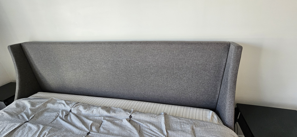 Grey Wingback Bed Frame & 2 Nightstands - photo 2