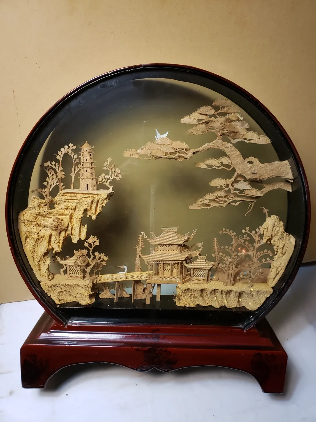 Vintage Cork Art Landscape in Glass Dome image indicator(8)