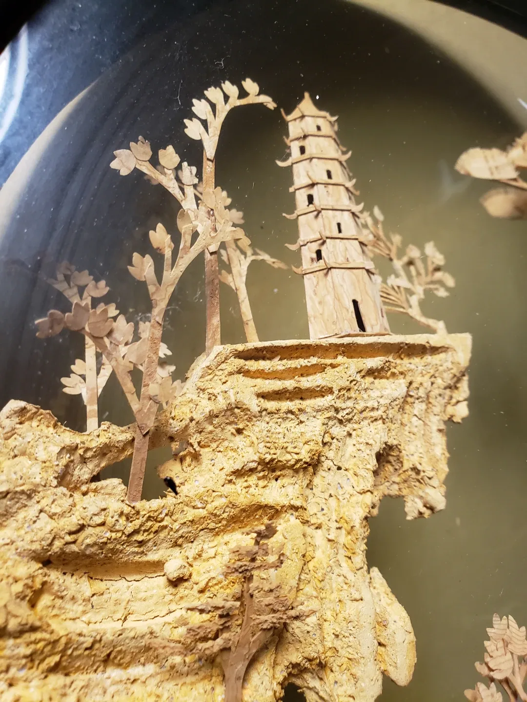 Vintage Cork Art Landscape in Glass Dome image indicator(9)