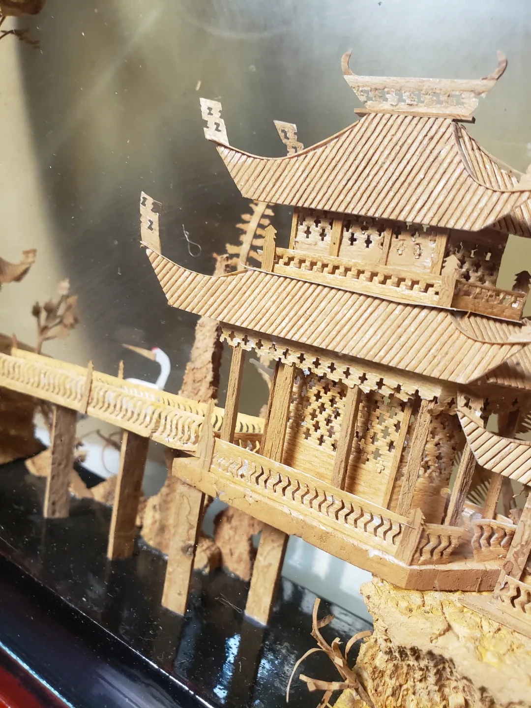 Vintage Cork Art Landscape in Glass Dome image indicator(2)